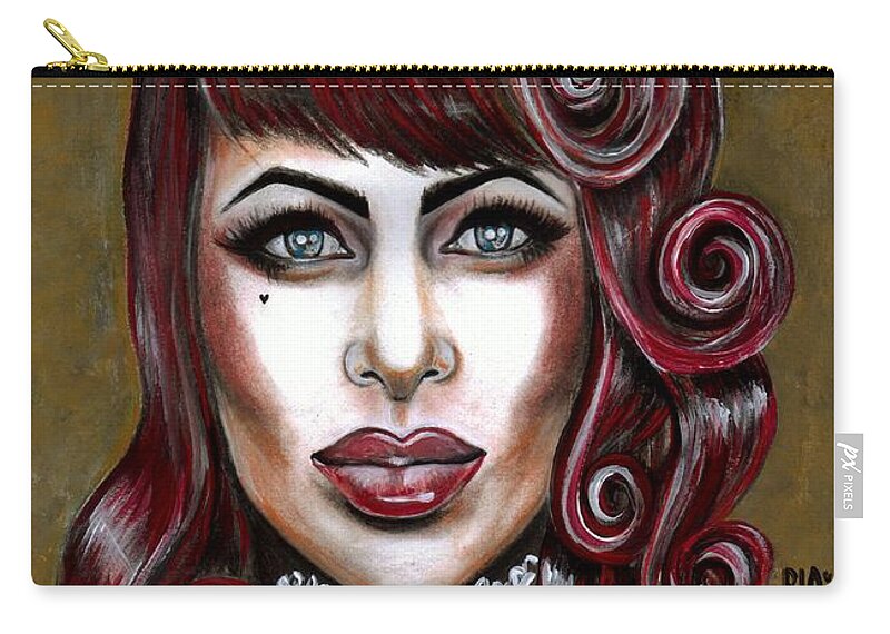 Retro Zip Pouch featuring the photograph Red Muneca by Artist RiA