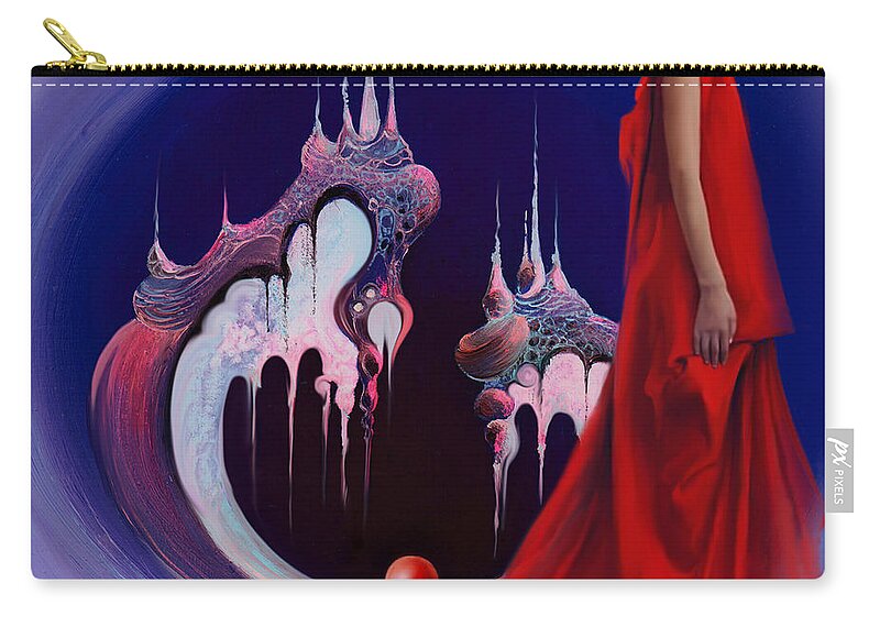 Woman Zip Pouch featuring the painting Red Pearl Castle by Anna Ewa Miarczynska