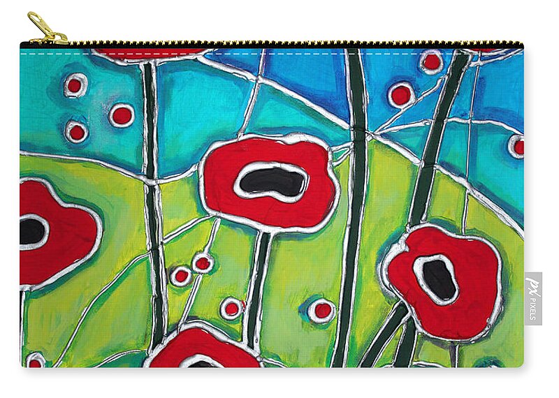 Red Zip Pouch featuring the painting Red Poppies 1 by Cynthia Snyder