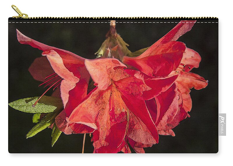 Red Zip Pouch featuring the digital art Red Rhododendron by Liz Leyden
