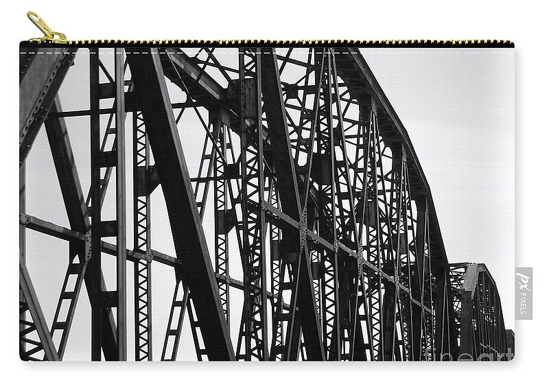 Bridge Zip Pouch featuring the photograph Red River Train Bridge #4 by Robert ONeil