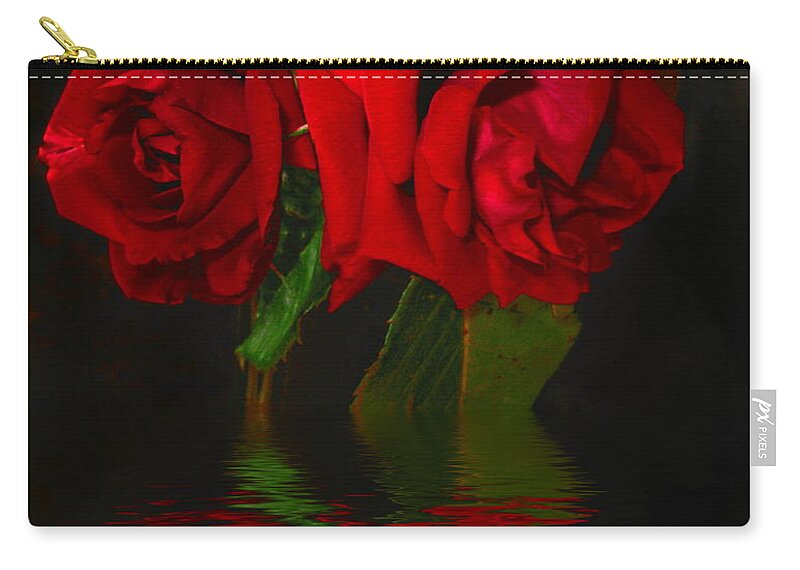 Red Zip Pouch featuring the photograph Red Roses Reflected by Joyce Dickens