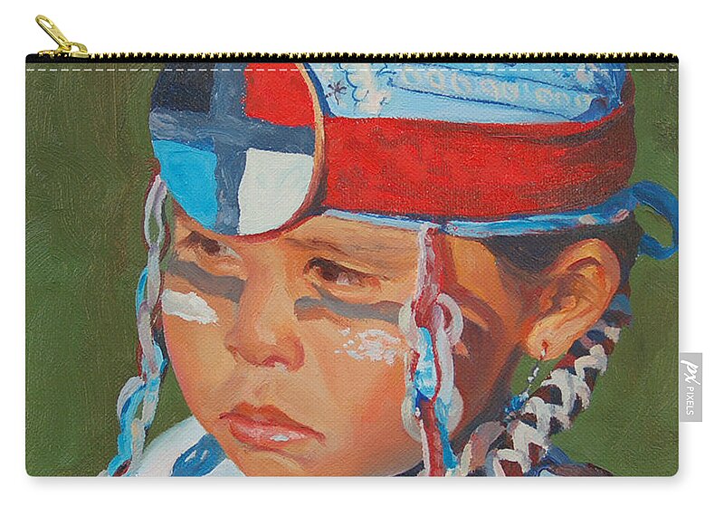 Native American Zip Pouch featuring the painting Red Star by Christine Lytwynczuk