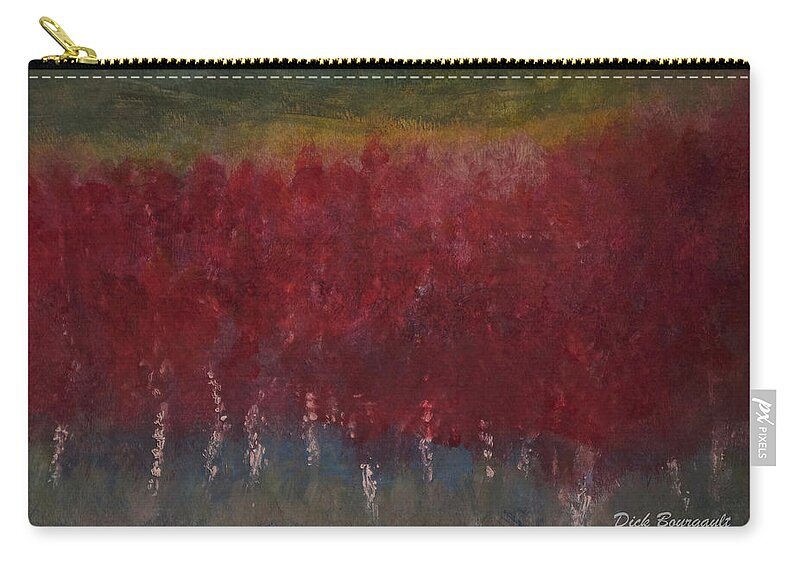 Red Trees Zip Pouch featuring the painting Red Trees Watercolor by Dick Bourgault
