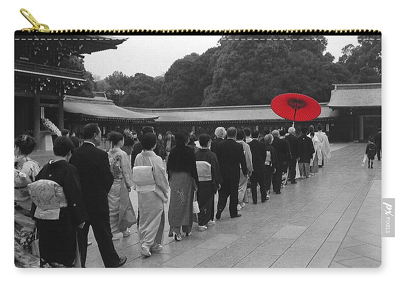 Japan Zip Pouch featuring the photograph Red Wedding Umbrella 4 by Tom Reynen