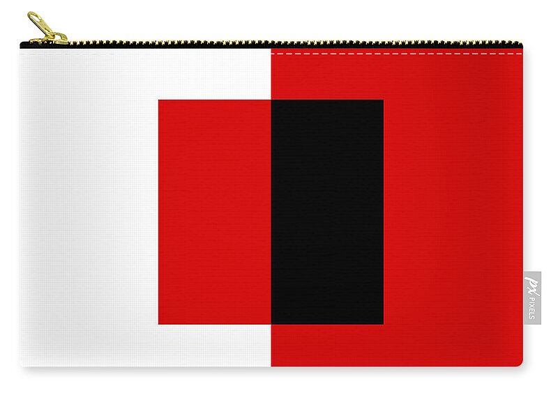Andee Design Abstract Zip Pouch featuring the digital art Red White And Black 12 Square by Andee Design