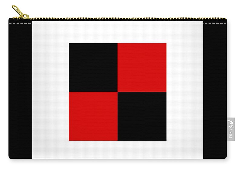 Andee Design Abstract Zip Pouch featuring the digital art Red White And Black 17 Square by Andee Design