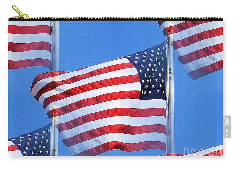 American Flag Zip Pouch featuring the photograph Red White and Blue by Judy Palkimas