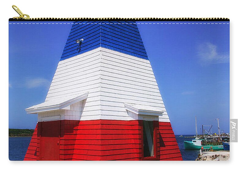 Light Station Zip Pouch featuring the photograph Red White And Blue Lighthouse by Garry Gay