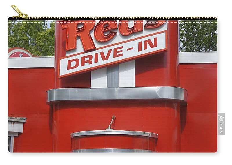Reds Drive In Zip Pouch featuring the photograph Reds Drive- In by Laurie Perry