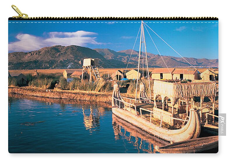 Photography Zip Pouch featuring the photograph Reed Boats At The Lakeside, Lake by Panoramic Images