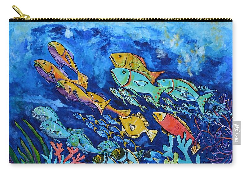 Fish Zip Pouch featuring the painting Reef Fish by Patti Schermerhorn
