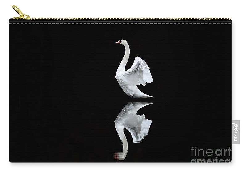 Swan Zip Pouch featuring the photograph Reflection 2 by Jayne Carney