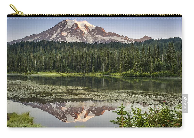 Mt Zip Pouch featuring the photograph Reflection Lakes at Mount Rainier by Kyle Wasielewski