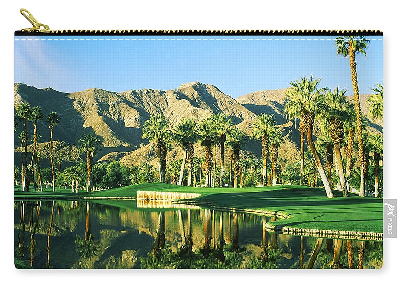 Photography Zip Pouch featuring the photograph Reflection Of Trees On Water In A Golf by Panoramic Images
