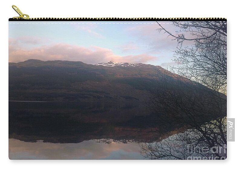 Loch Lomond Zip Pouch featuring the photograph Reflections at Dusk at Loch Lomond by Joan-Violet Stretch