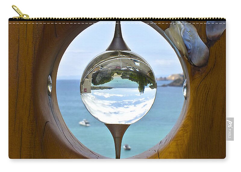 Artistic Object Zip Pouch featuring the photograph Reflections in a Glass Ball by Venetia Featherstone-Witty