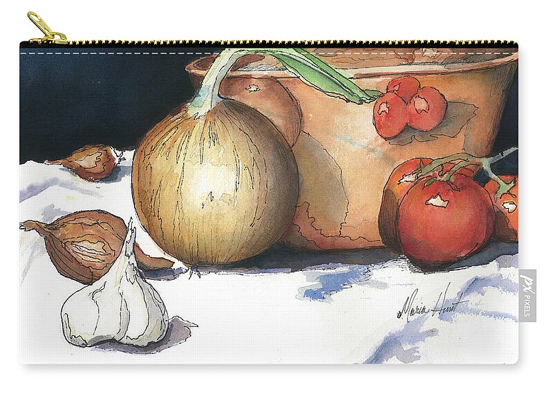 Tomatoes Zip Pouch featuring the painting Reflections in Copper by Maria Hunt