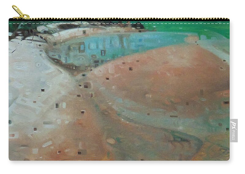 Beach Zip Pouch featuring the painting Reflections in the Sand by T S Carson
