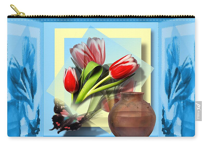 Tulips Zip Pouch featuring the digital art Reflections by Linda Carruth