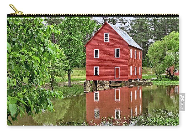 8619 Zip Pouch featuring the photograph Reflections of a Retired Grist Mill by Gordon Elwell