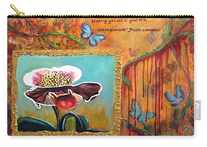 Jungle Zip Pouch featuring the painting Release -- my Trail of Tears by Carol Allen Anfinsen