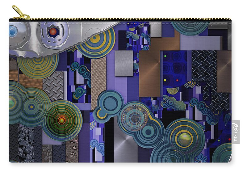 Blue Zip Pouch featuring the digital art Remodern Dream Abstractor by Ann Stretton