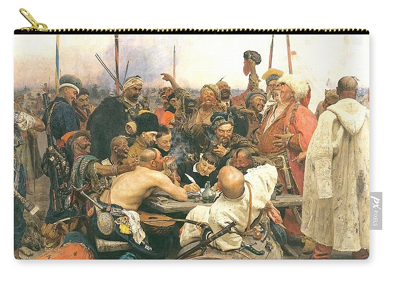 Reply Of The Cossacks Zip Pouch featuring the painting Reply of the Cossacks by Ilya Repin