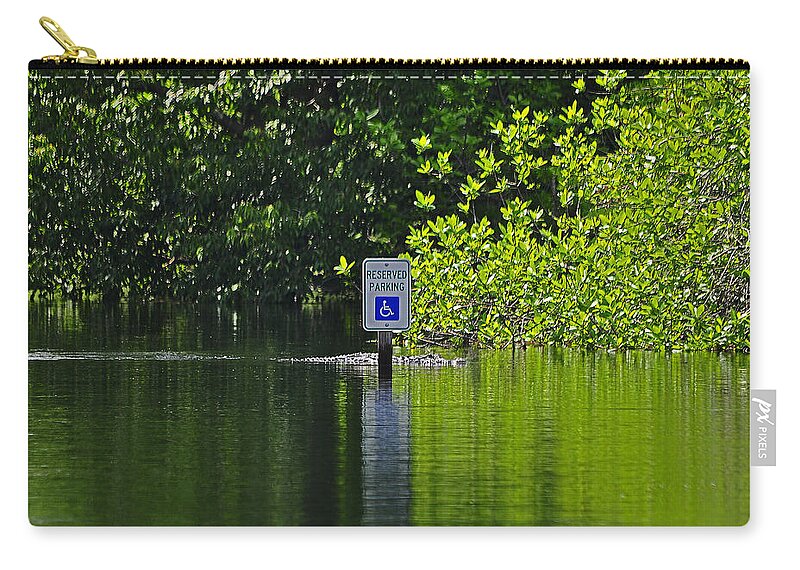 Alligator Zip Pouch featuring the photograph Reserved For Reptiles by Al Powell Photography USA