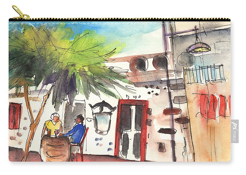 Travel Zip Pouch featuring the painting Restaurant in Puerto Carmen in Lanzarote by Miki De Goodaboom
