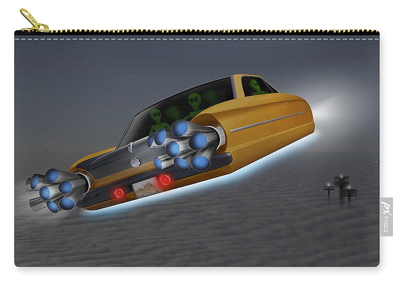 Alien Carry-all Pouch featuring the photograph Retro Flying Object 1 by Mike McGlothlen