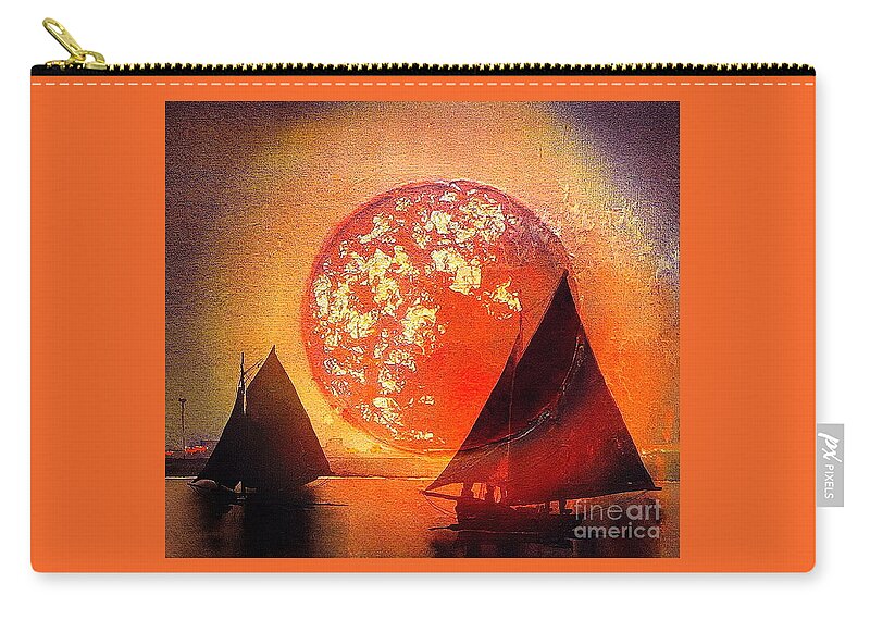 Val Byrne Zip Pouch featuring the mixed media Returning Home #3 by Val Byrne