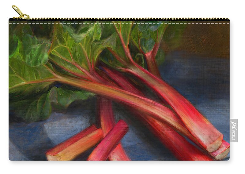 Rhubarb Zip Pouch featuring the painting Rhubarb by Robert Papp