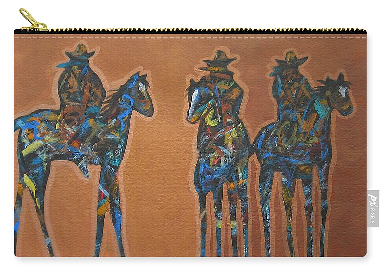 Abstract Zip Pouch featuring the painting Riding Three by Lance Headlee