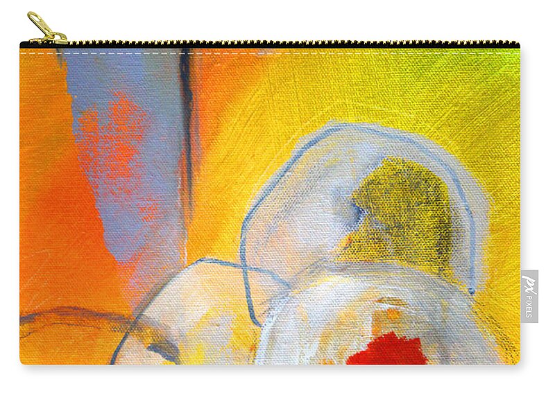 Rings Zip Pouch featuring the painting Rings Abstract by Nancy Merkle