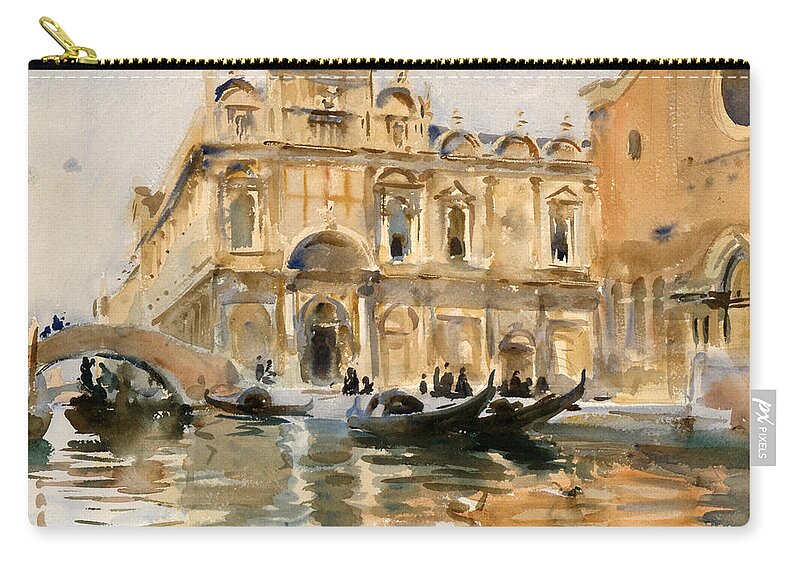 John Singer Sargent Zip Pouch featuring the drawing Rio dei Mendicanti. Venice by John Singer Sargent