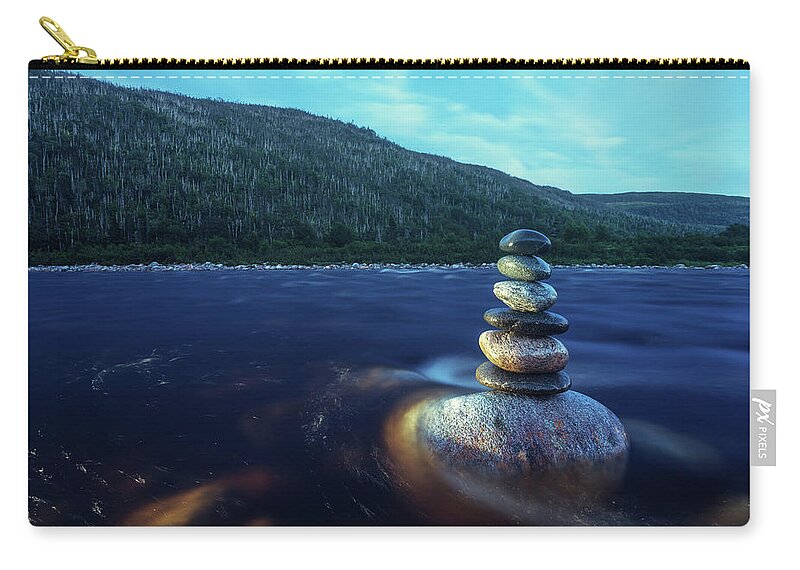 Scenics Zip Pouch featuring the photograph River Balance by Shaunl
