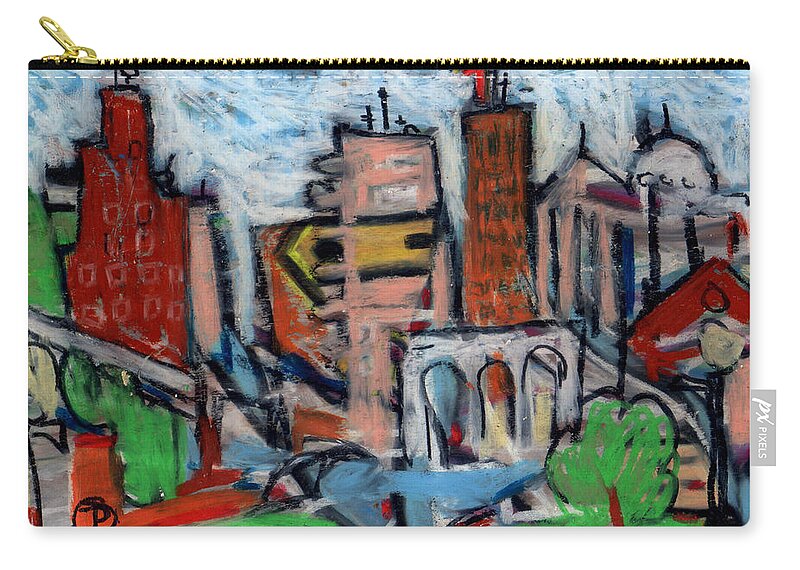 Painting Zip Pouch featuring the painting River City I by Todd Peterson