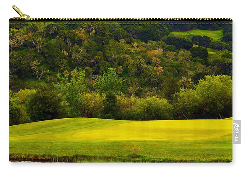 River Course At Alisal Solvang California Zip Pouch featuring the digital art River Course at Alisal Solvang California by Barbara Snyder