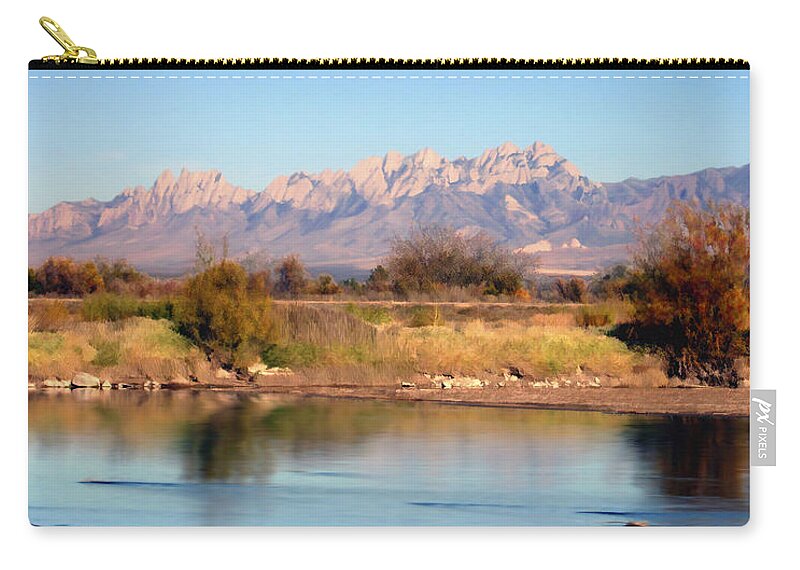 Las Cruces Zip Pouch featuring the photograph River View Mesilla Panorama by Kurt Van Wagner