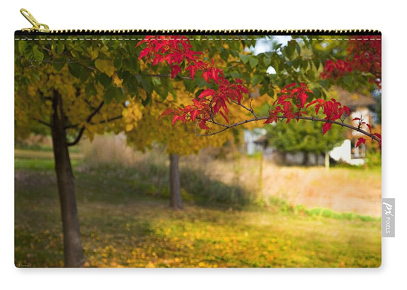 Autumn Zip Pouch featuring the photograph Riverbend Orchard by Theresa Tahara