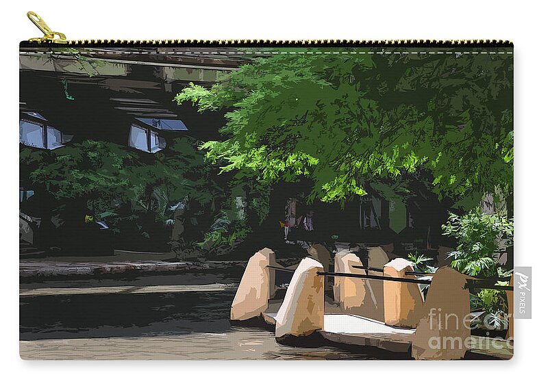 Riverwalk Zip Pouch featuring the painting Riverwalk Stone in Light by Kirt Tisdale