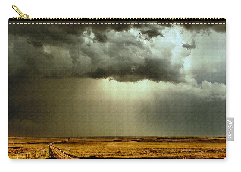 Landscape Zip Pouch featuring the photograph Road into the Storm by Steven Reed