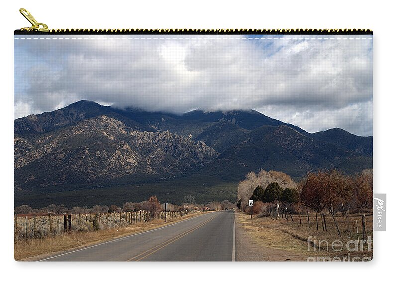 Taos Zip Pouch featuring the photograph Road to Taos by John Greco