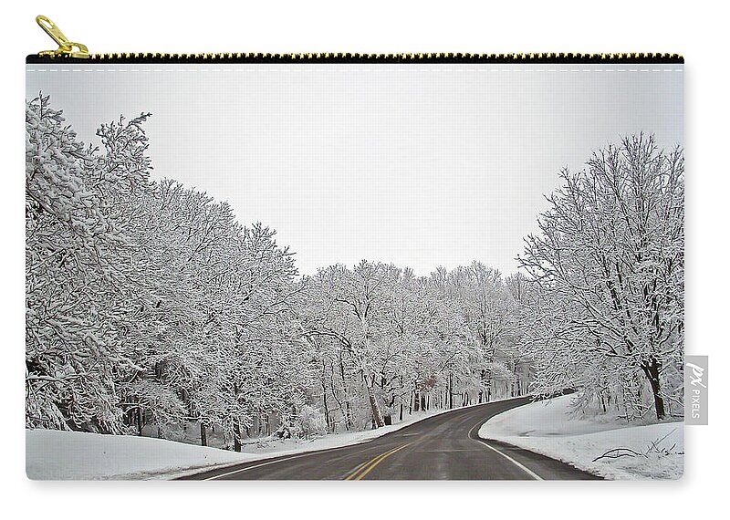 Landscape Zip Pouch featuring the photograph Road to Winter by Aimee L Maher ALM GALLERY