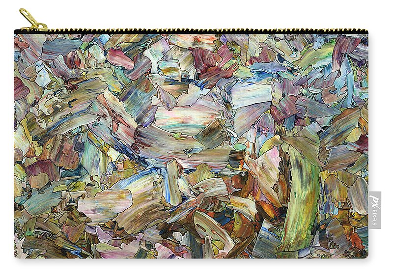 Abstract Zip Pouch featuring the painting Roadside Fragmentation - Square by James W Johnson