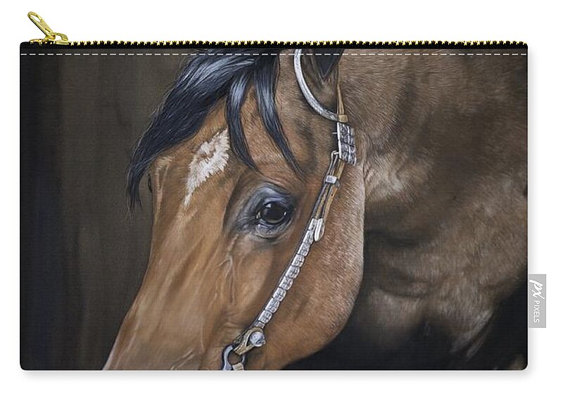 Equine Drawing Zip Pouch featuring the pastel Roanie by Joni Beinborn