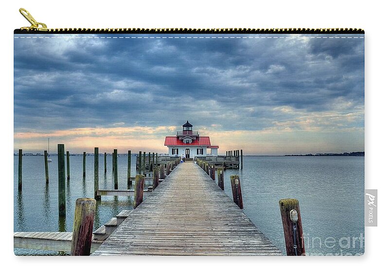 Roanoke Island Zip Pouch featuring the photograph Roanoke Marshes Light 2 by Mel Steinhauer