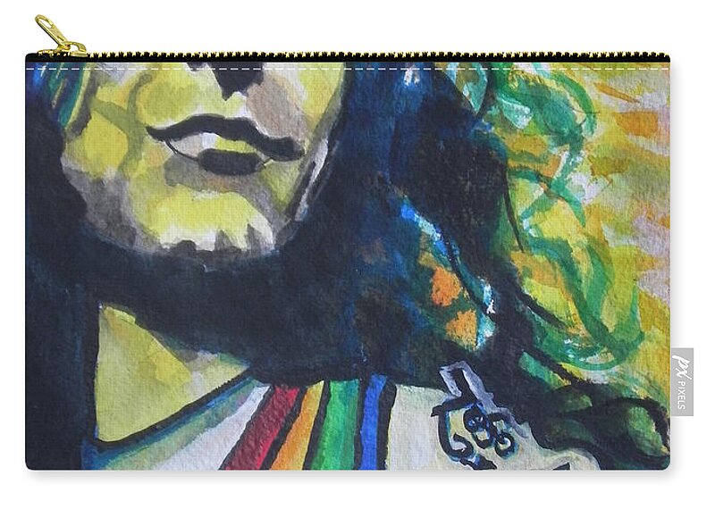 Watercolor Painting Zip Pouch featuring the painting Robert Plant.. Led Zeppelin by Chrisann Ellis
