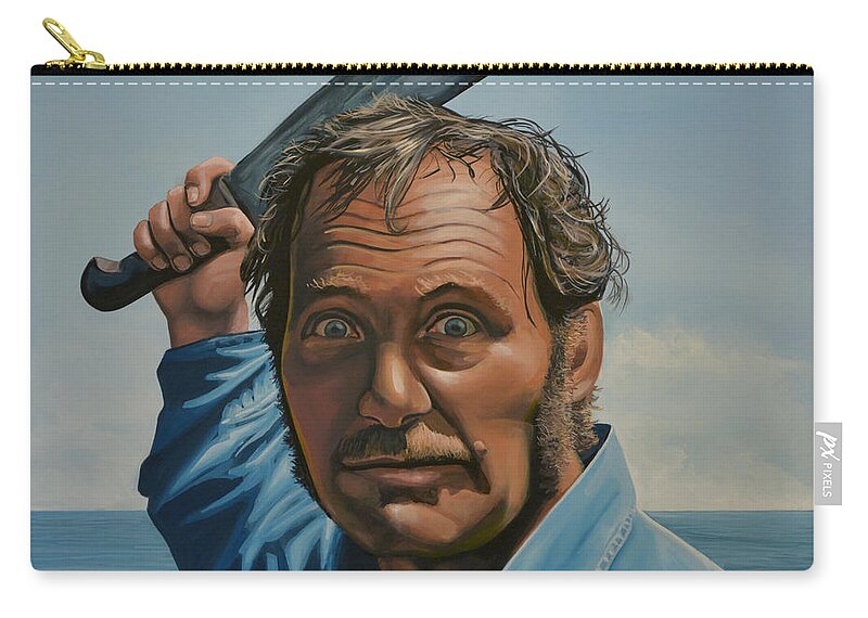 Robert Shaw Carry-all Pouch featuring the painting Robert Shaw in Jaws by Paul Meijering